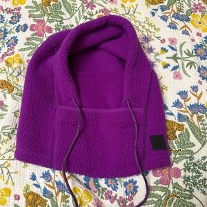 Free People Purple Fleece Hooded Scarf